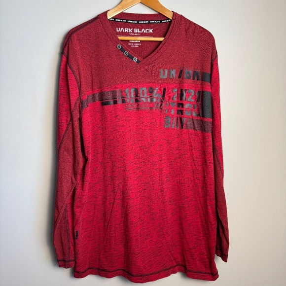 Dark Black by Projek Raw Men's Y2K T-Shirt Long Sleeve Marled Red XXL Streetwear - Picture 1 of 15